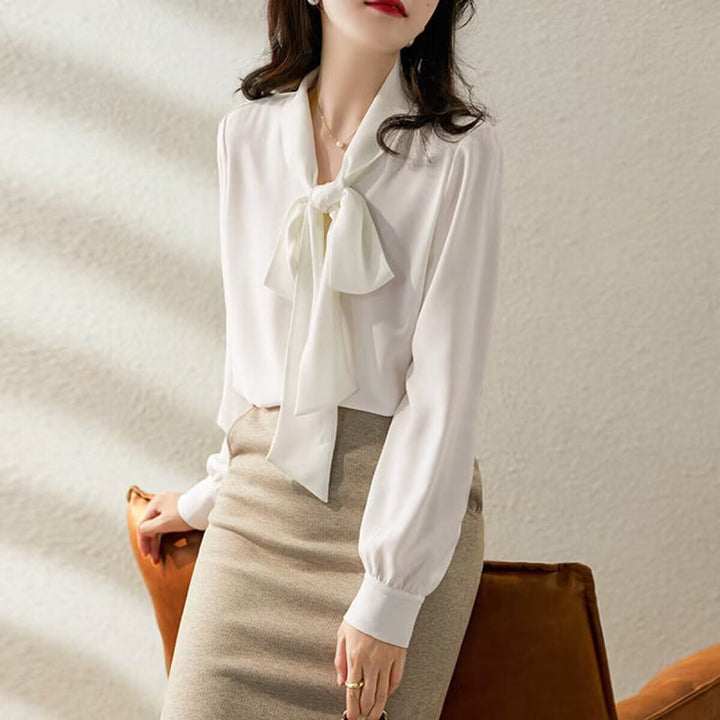 Damen Elegante Schleifenbluse Drune