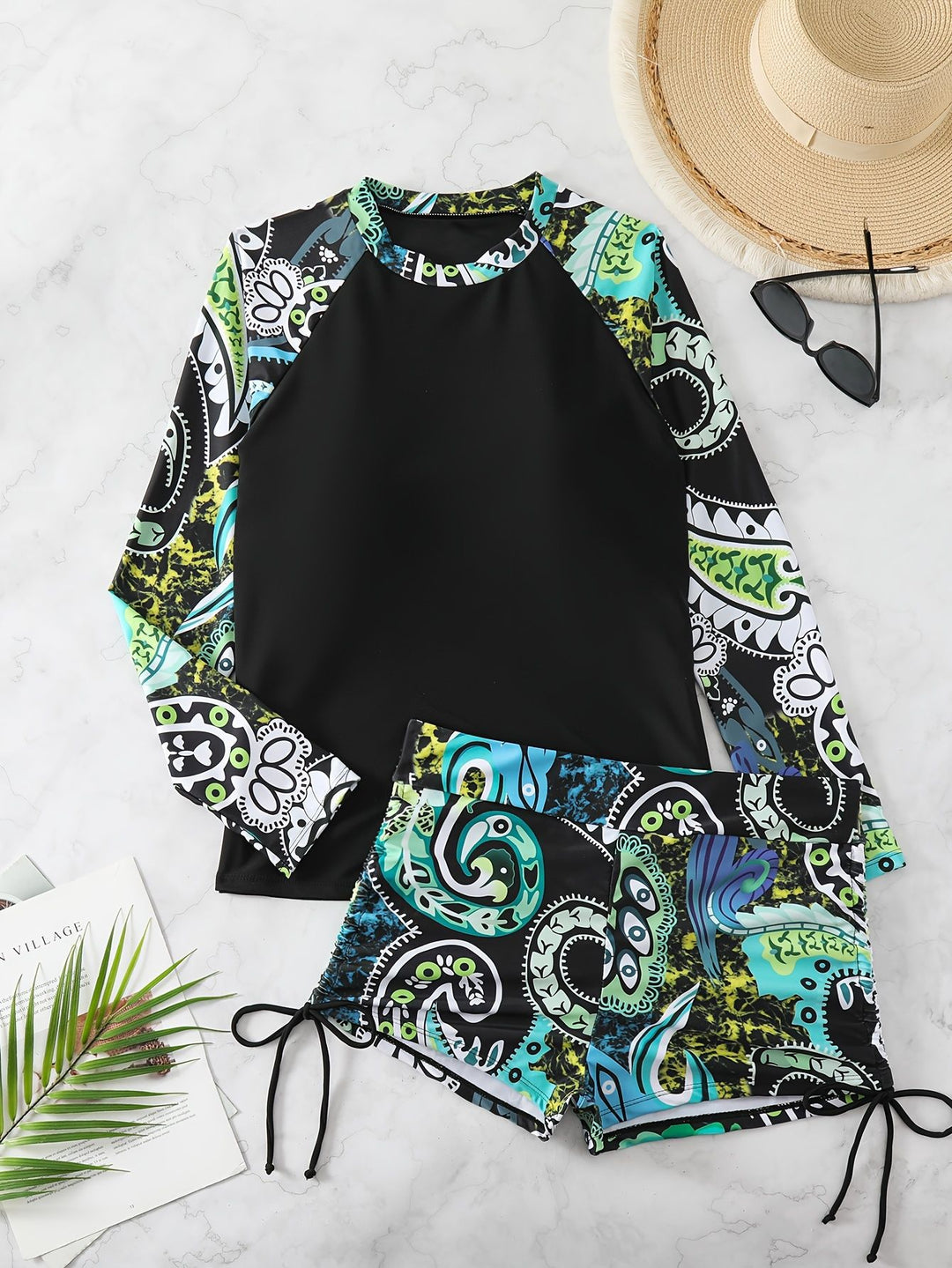 Damen Rashguard mit kurzen Badeshorts Drune
