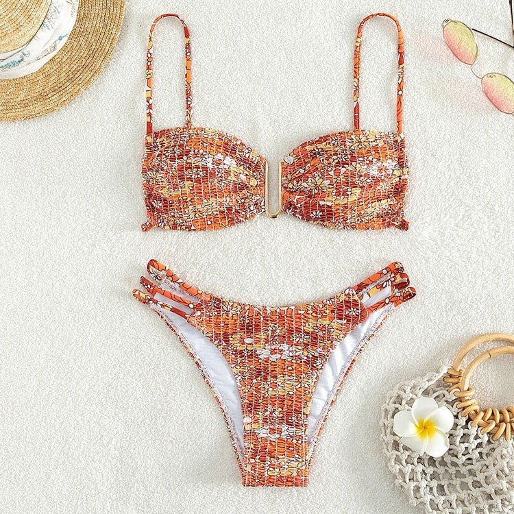 Damen Bikini-Set mit verspieltem Mustermix und modernen Schnürdetails Drune