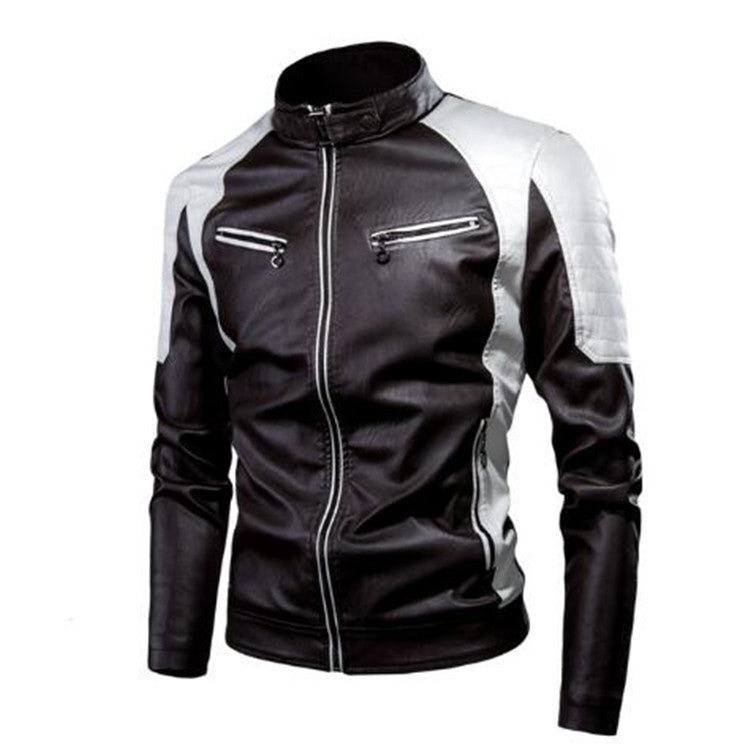 Herren Kunstleder-Pilotenblouson im Rennsportstil mit gesteppter Schulterpartie Drune