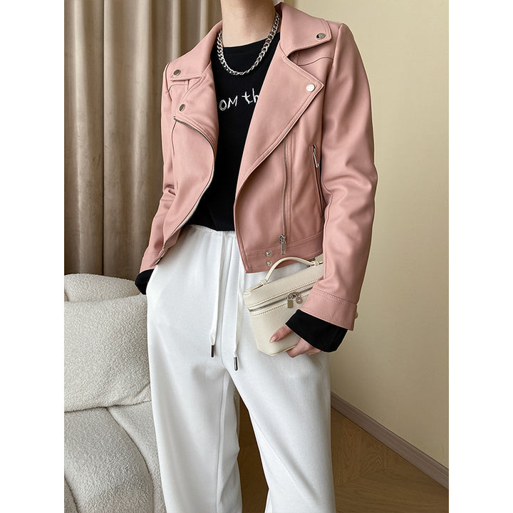 Damen Kunstleder Bikerjacke mit asymmetrischem Reißverschluss Drune