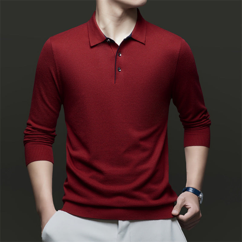 Herren Langarm-Polohemd mit strukturiertem Design und eleganter Passform Drune
