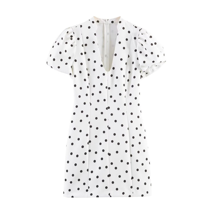 Damen Minikleid mit V-Ausschnitt und voluminösen Puffärmeln Drune