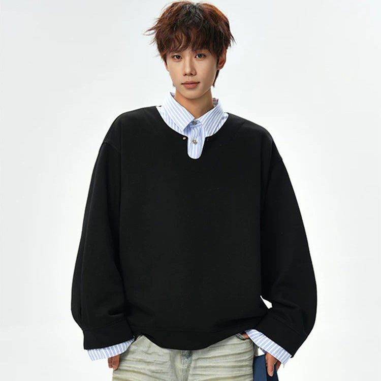 Herren Oversized Sweatshirt mit V-Notch-Kragen und Drop-Shoulder Drune