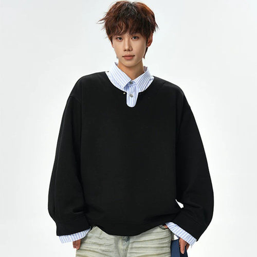 Herren Oversized Sweatshirt mit V-Notch-Kragen und Drop-Shoulder Drune