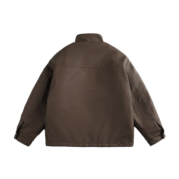 Herren Boxy‑wattierte Utility‑Blousonjacke mit hohem Stehkragen und aufgesetzten Pattentaschen Drune