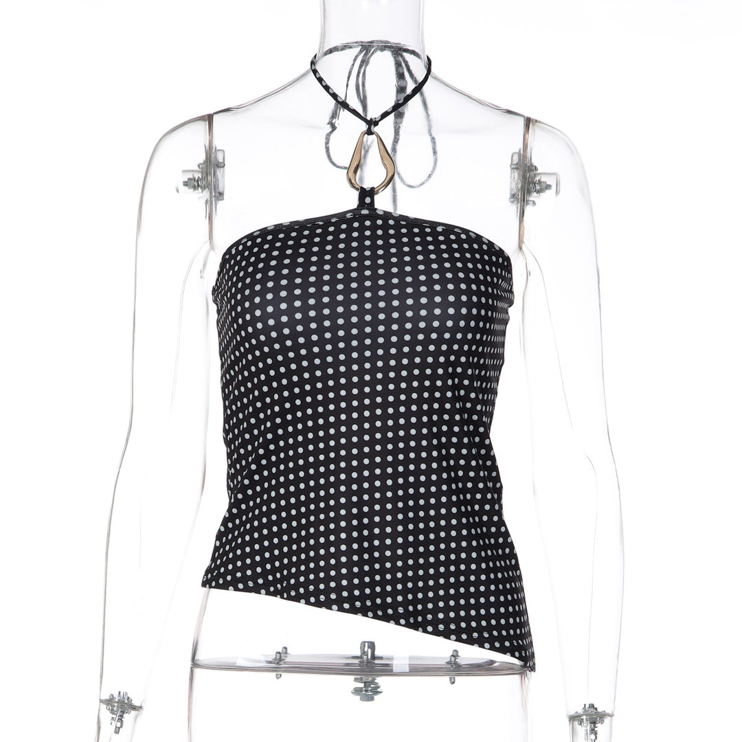Damen Trägershirt mit asymmetrischem Schnitt und Punktmuster Drune