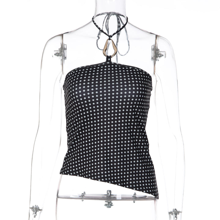 Damen Trägershirt mit asymmetrischem Schnitt und Punktmuster Drune