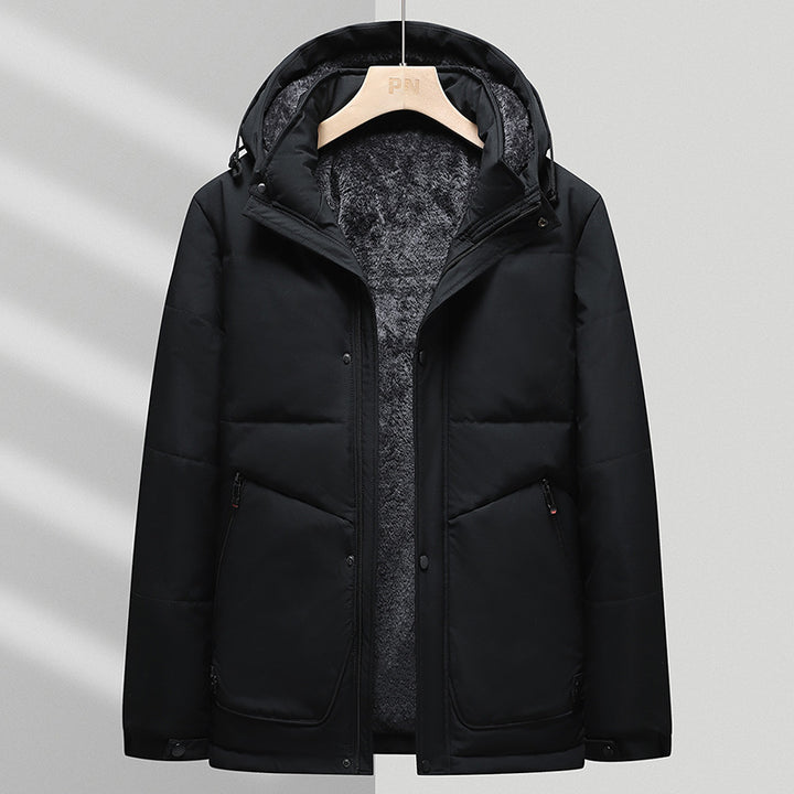 Herren Thermo‑Steppjacke mit weichem Teddyfutter, integrierter Kapuze & verdecktem Zwei‑Wege‑Reißverschluss Drune