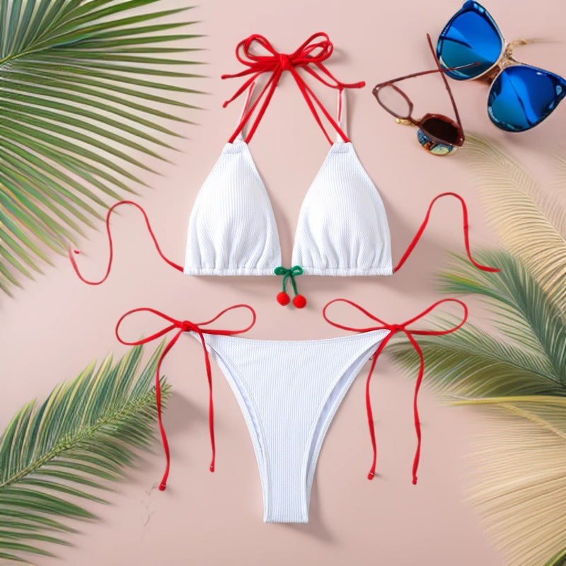 Damen Triangel-Bikini-Set mit verspieltem Knoten-Design Drune