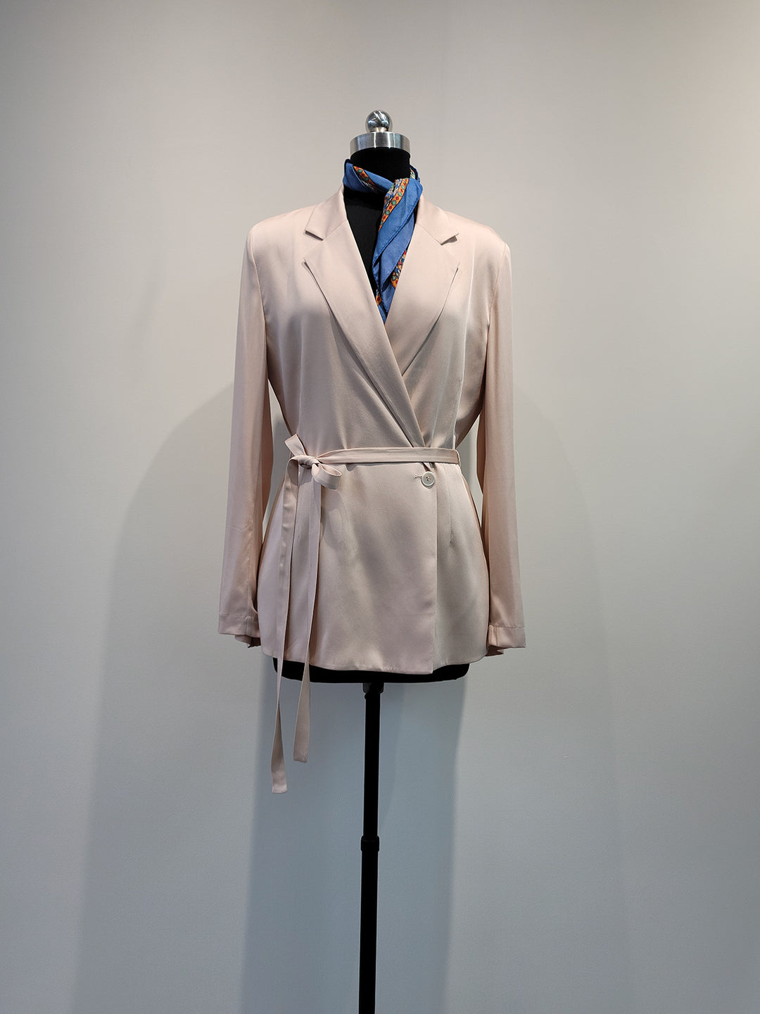 Damen Eleganter Satin Wickel-Blazer Drune