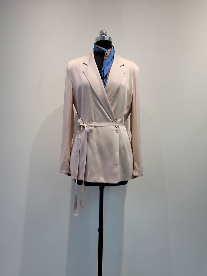 Damen Eleganter Satin Wickel-Blazer Drune