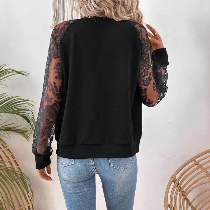 Damen Leichte Sweatjacke mit Spitzenärmel Drune