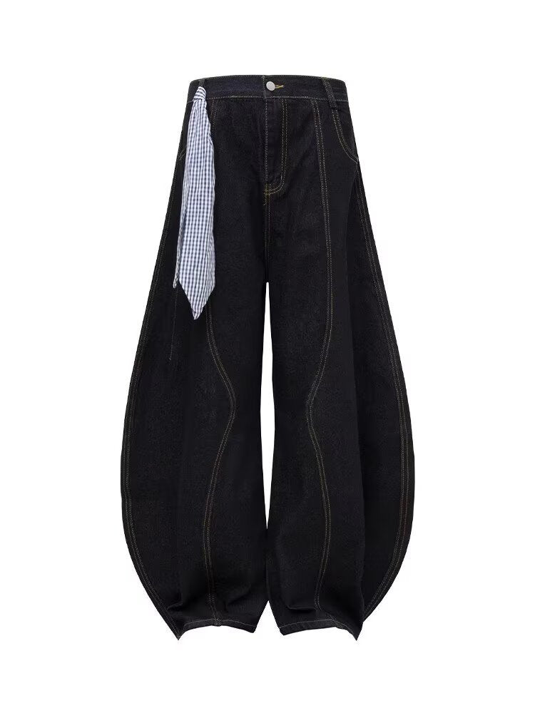 Damen Modische Weitbein-Hose mit innovativem Schnürdesign Drune