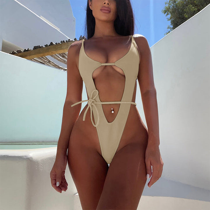 Damen Cut-Out Badeanzug mit verstellbaren Bändern und tiefem Ausschnitt Drune