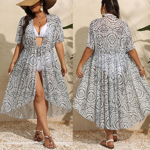 Damen transparenter Kaftan mit floralem Muster Drune