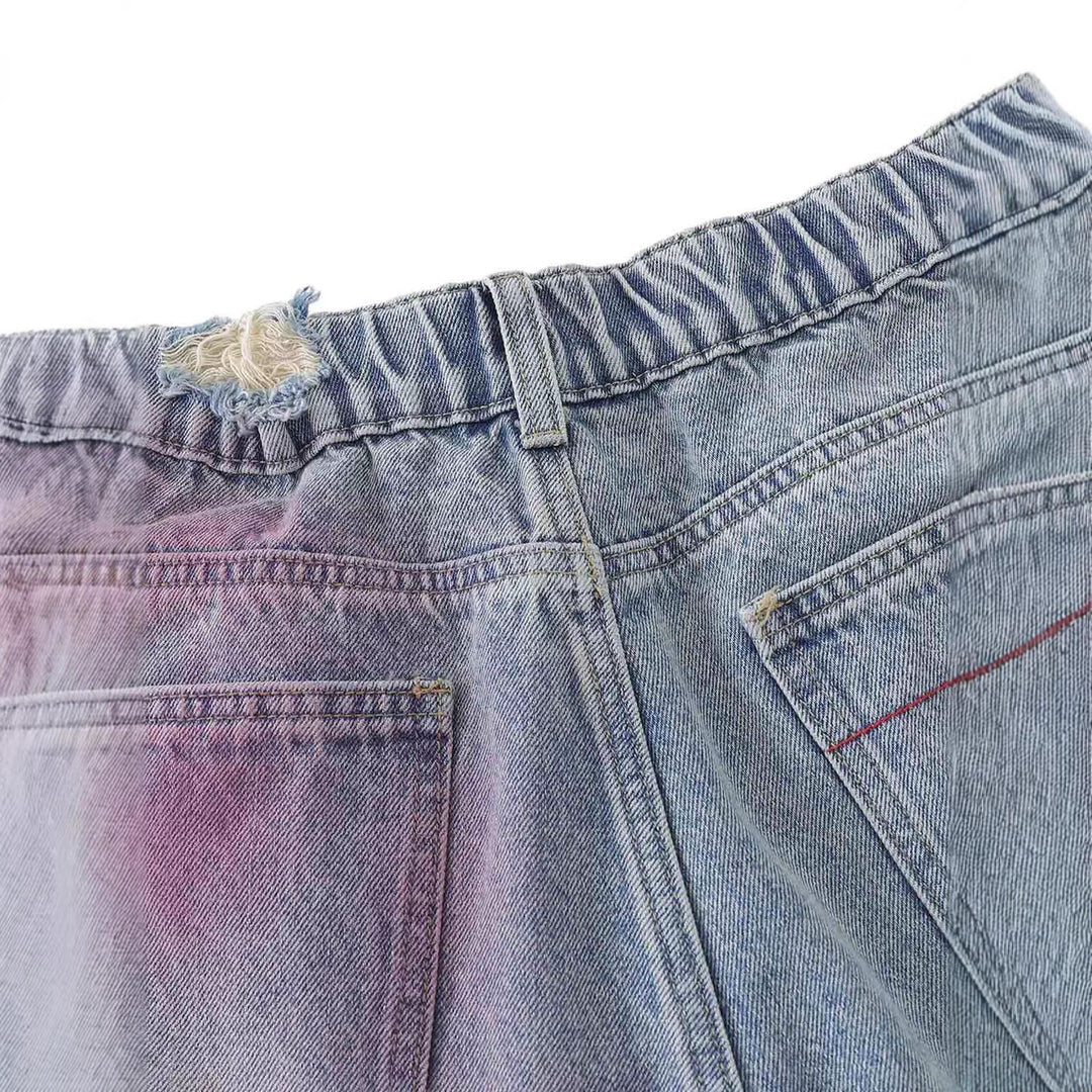 Damen Trendige Denim-Shorts mit einzigartigen Graffiti- und Destroyed-Details Drune