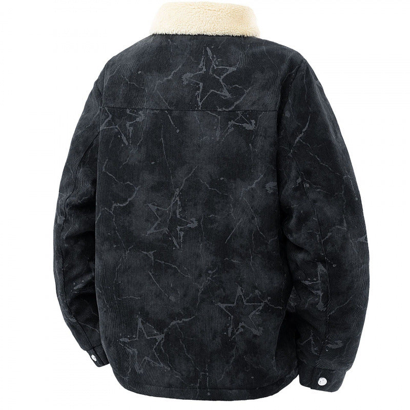 Herren Stylisches Cordjacke mit Teddyfutter Drune