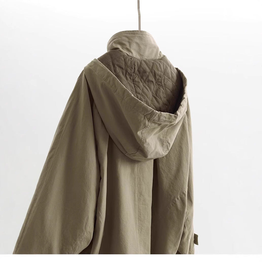 Damen Modische Übergangsjacke mit abnehmbarer Kapuze Drune