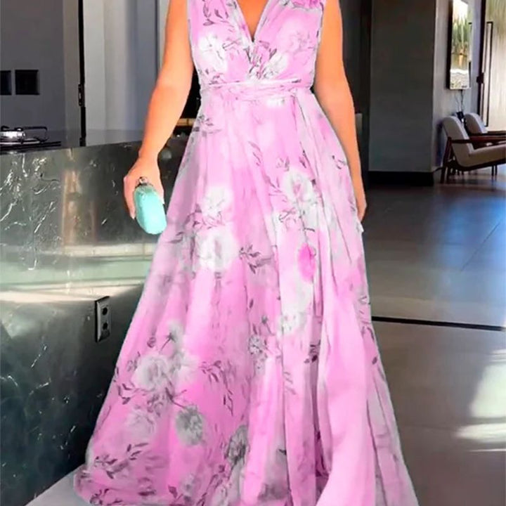 Damen Maxikleid mit fließendem Schnitt und eleganten Rüschendetails Drune