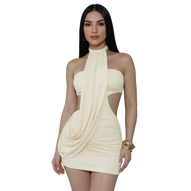 Damen Mini-Kleid mit trendigem Wickeldesign und eleganten Drapierungen Drune