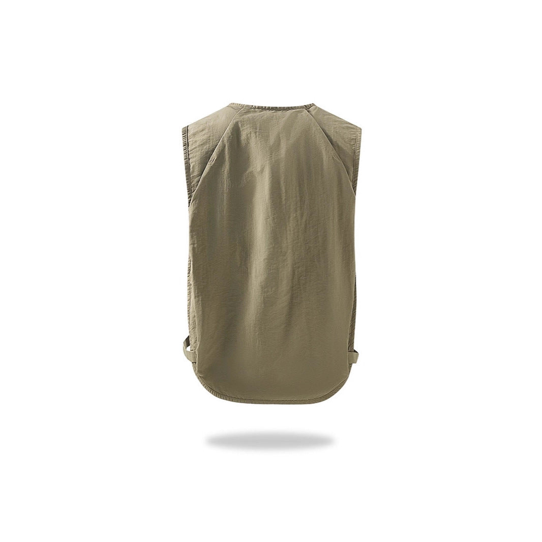 Unisex Leichte Utility-Weste mit Mesh-Rücken und Mehrfachfronttaschen Drune
