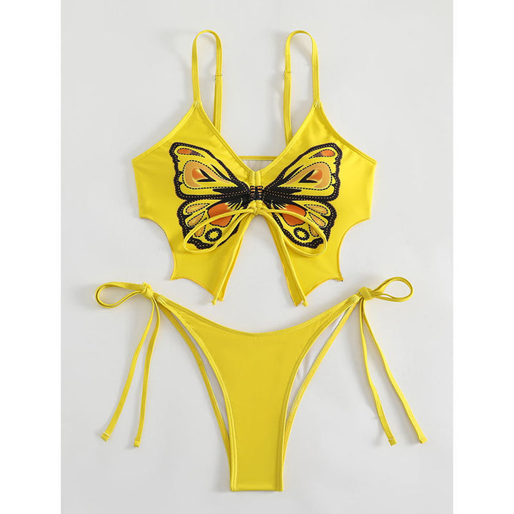 Damen Buntes Bikini-Set mit Schmetterlingsdesign Drune
