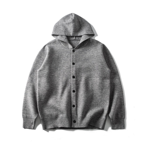 Unisex Leichte Kapuzen‑Strickjacke mit Druckknopfleiste und Rippbündchen Drune