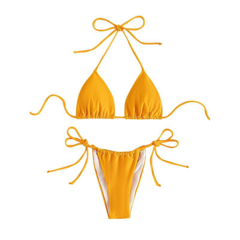 Damen Triangel-Bikini mit verstellbaren Schnürdetails und elastischem Bund Drune