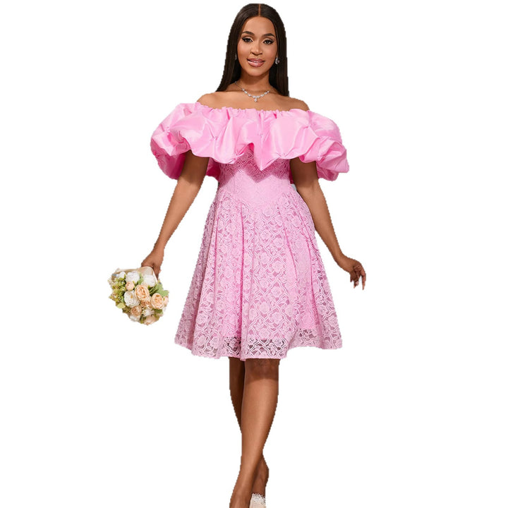 Damen Freizeitkleid mit schulterfreiem Volant Drune