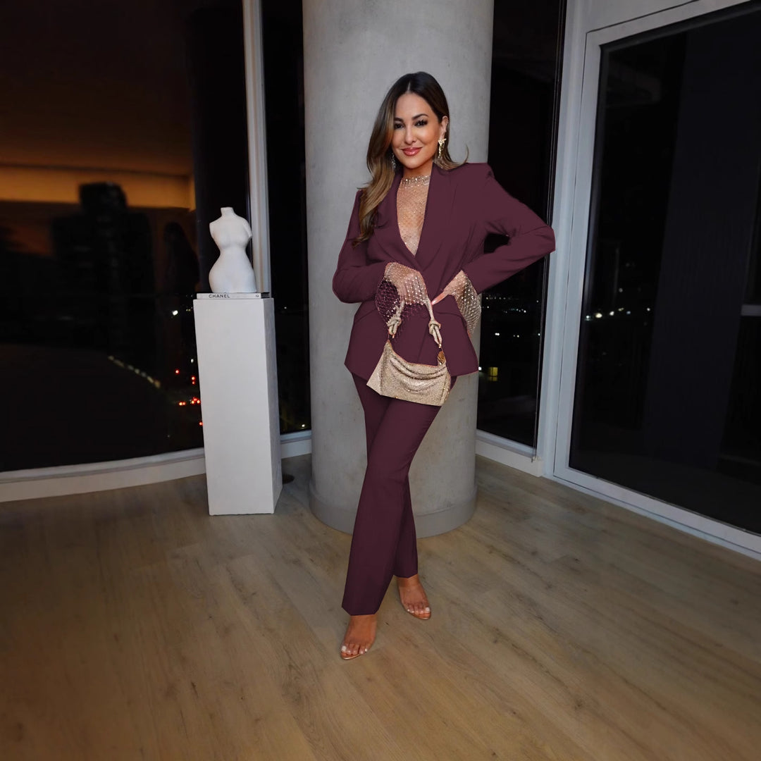 Damen Eleganter Blazer und Hosenanzug mit schickem Schnitt Drune
