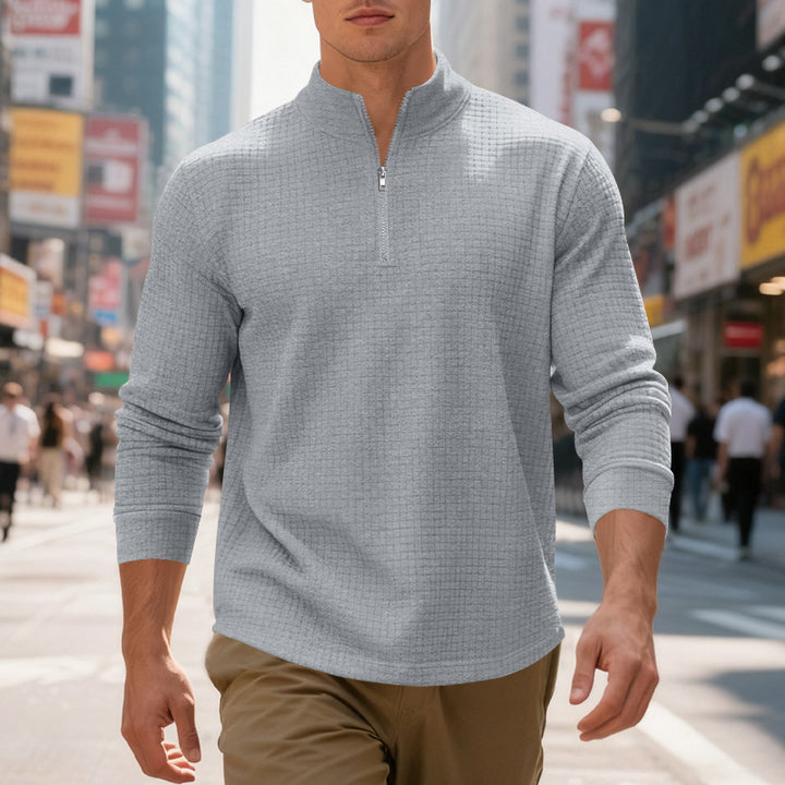 Herren sportlicher Pullover im strukturierten Design mit hallem Reißverschluss Drune