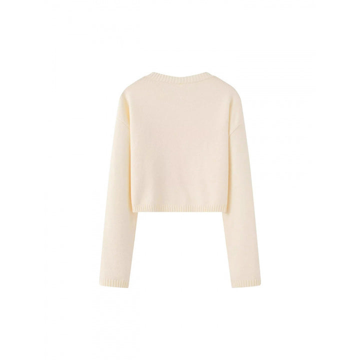 Damen Cropped Pullover mit verspieltem Schleifenmotiv Drune