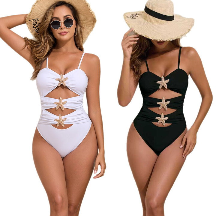 Damen Eleganter und figurbetonter Badeanzug mit Glitzerstern Drune