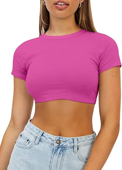 Damen kurzes, figurbetontes Crop-Top aus elastischem Material Drune