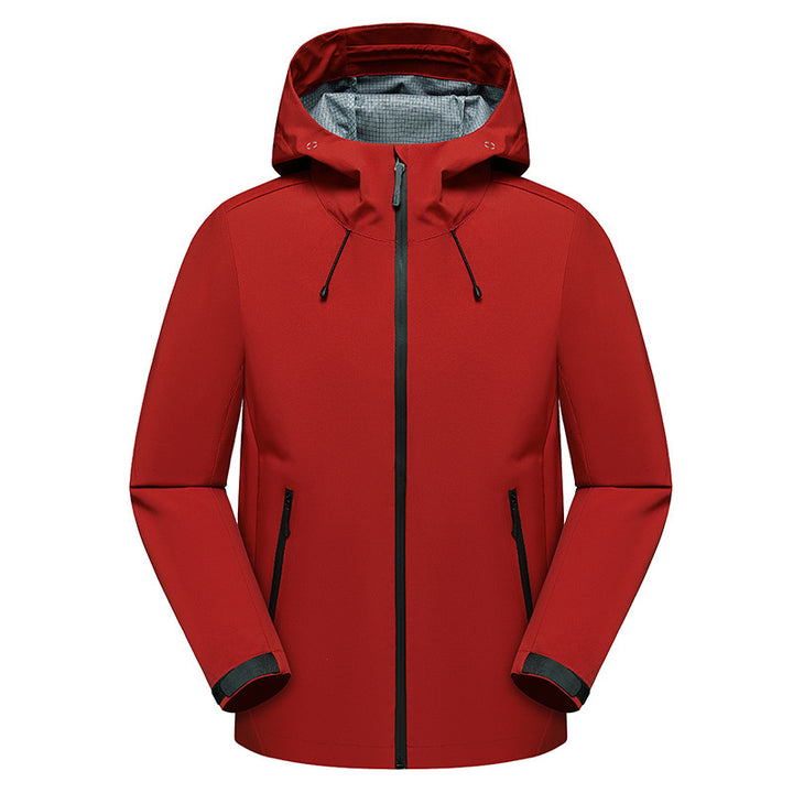 Herren Urbaner Softshell-Regenparka mit getapten Nähten, verstellbarer Kapuze und wasserdichtem Reißverschluss Drune