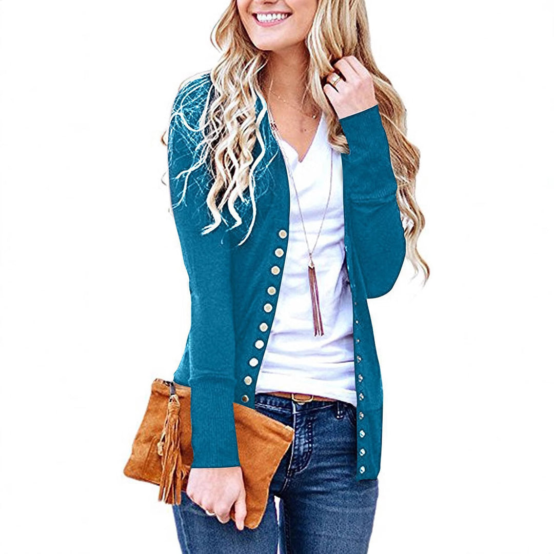 Damen nan Feinstrick-Cardigan mit dekorativen Metallknöpfen und schmaler Silhouette Drune