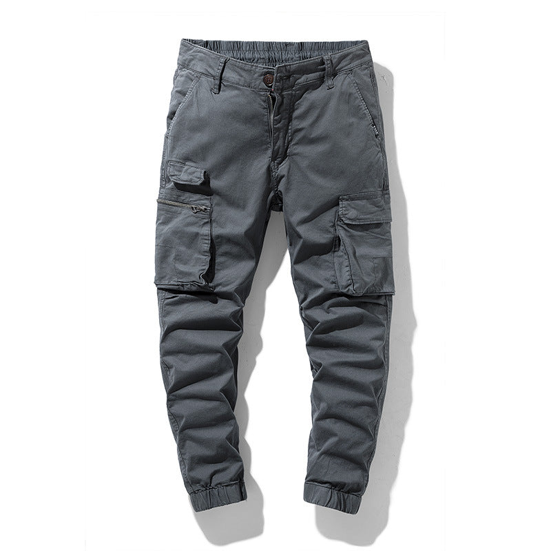 Herren Freizeits-Utility-Cargohose im Joggerstil mit teil-elastischem Bund und multifunktionalen Frontklappen Drune