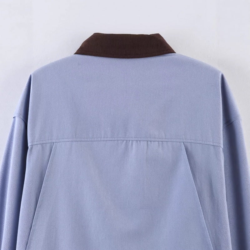 Damen Overshirt-Jacke mit Kontrastkragen und vier aufgesetzten Taschen Drune