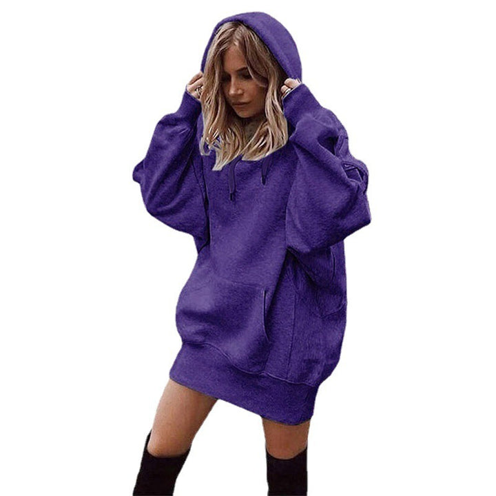Damen Oversize Kapuzenkleid mit Kängurutasche Drune
