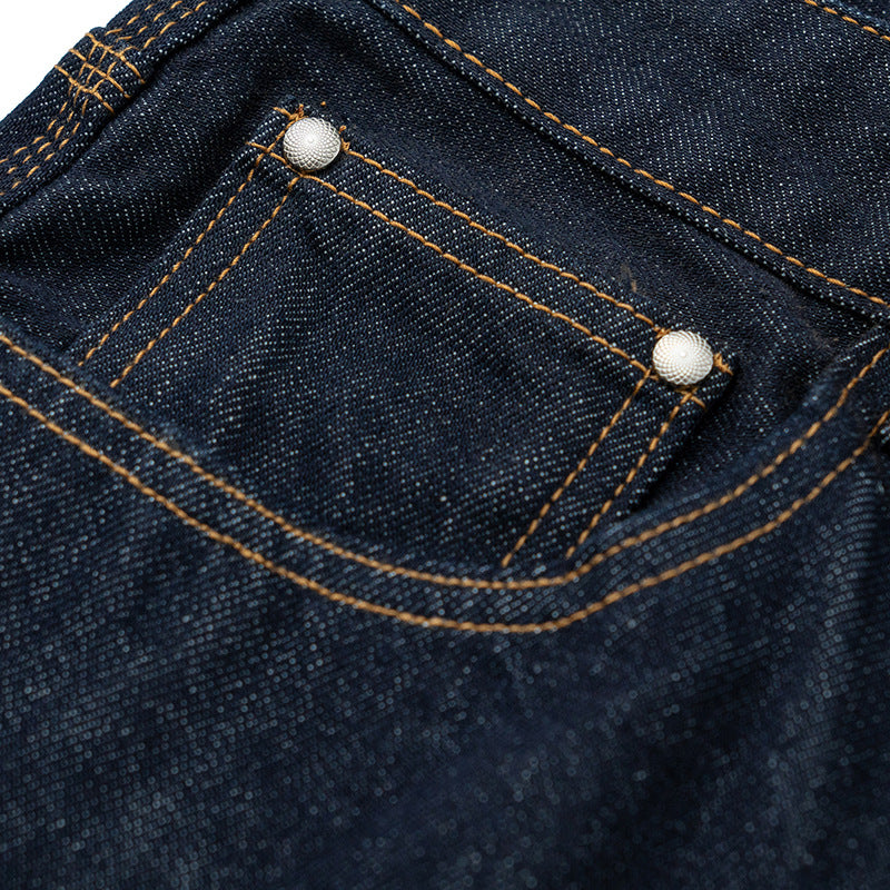 Damen Relaxed-Fit High-Waist Denimhose mit weitem Bein und markanter Nahtführung Drune