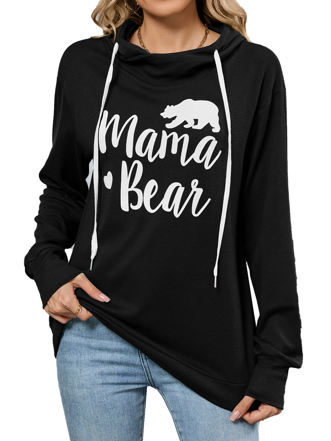 Damen lässiger Kapuzenpullover mit beschriftetem Design Drune