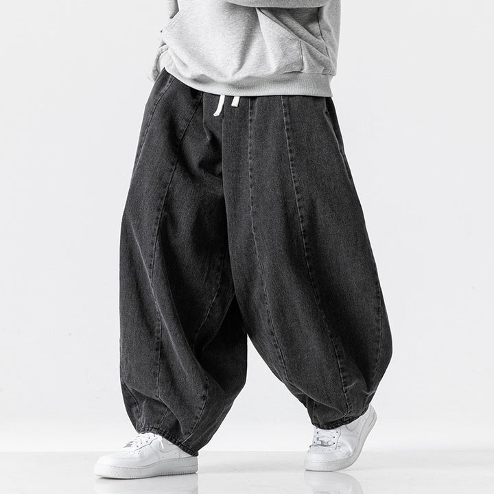 Herren Extraweite Baggy-Jeans im Balloon-Cut mit Tunnelzugbund und elastischen Saum Drune