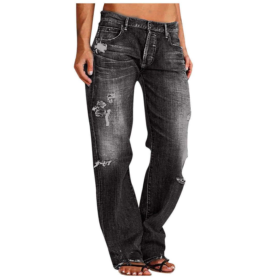 Damen nan weite zerrissene Jeans mit hoher Taille Relaxed Fit und ausgefranstem Saum Drune