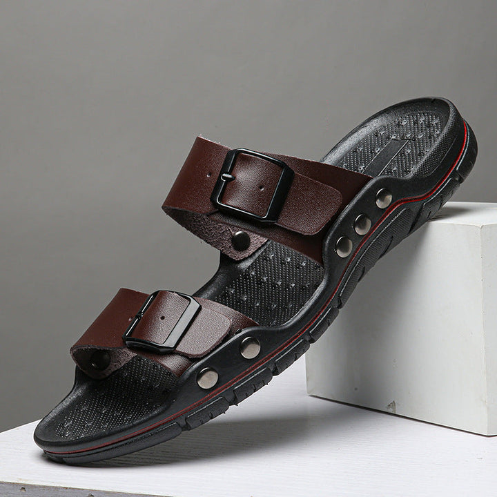 Herren Bequeme Leder-Sandalen mit verstellbaren Riemen Drune