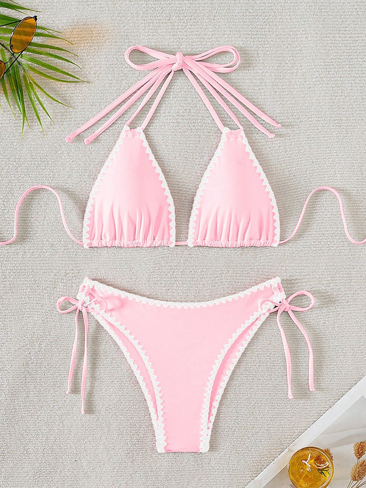 Damen Triangel-Bikini mit verspielten Kontrastnähten Drune