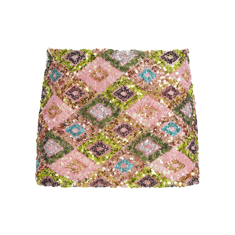 Damen eleganter Paillettensock mit geometrischem Design Drune