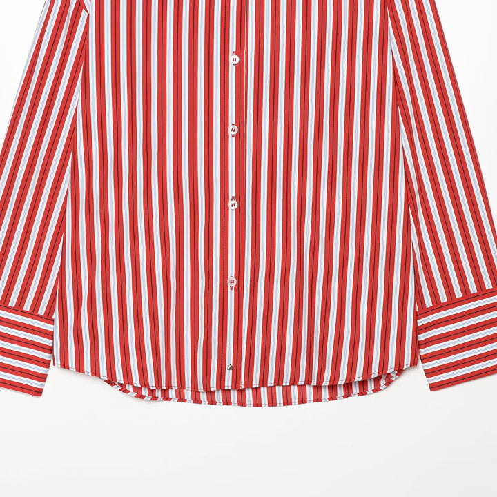 Damen Oversize-Hemdbluse mit Tropfenärmel, Kentkragen und durchgehender Knopfleiste Drune