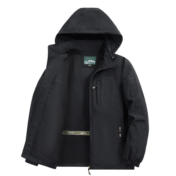 Herren Leichte und atmungsaktive Outdoorjacke mit Kapuze Drune