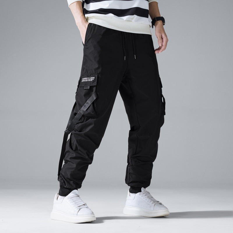 Herren Utility‑Cargohose im Joggerstil mit Multifunktions‑Taschen und Kordelbund Drune